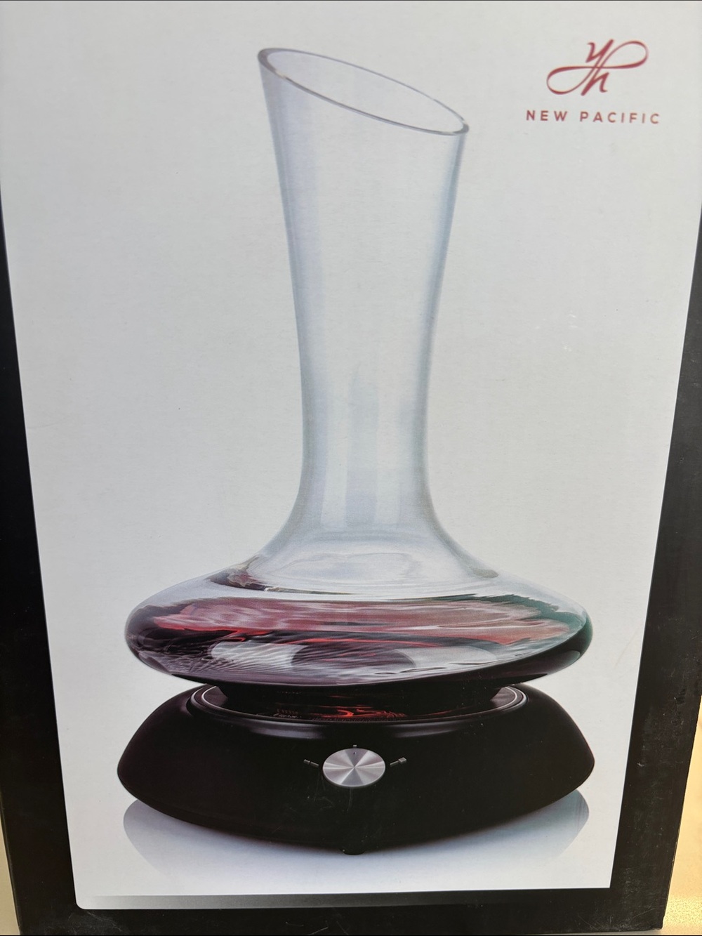 Glass Wine Decanter - electric base to gently swirl wine - New